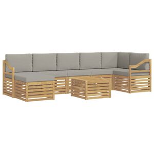 vidaXL Utomhussoffset 8 st Vit och ljusgr&aring; Polyester