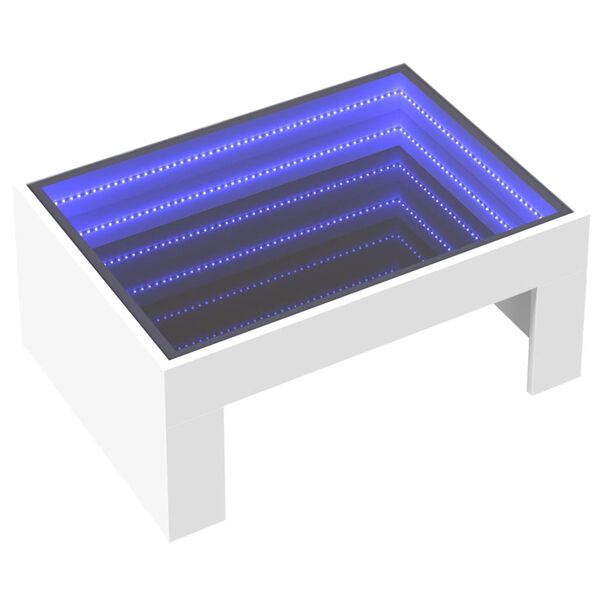 vidaXL Soffbord med Infinity LEDs vit 70x50x30 cm
