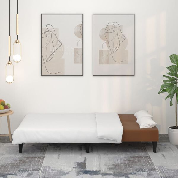 vidaXL B&auml;ddsoffa 2-sits brun mikrofibertyg