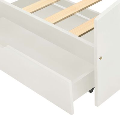 vidaXL Sängram med 2 lådor vit massiv furu 90x200 cm