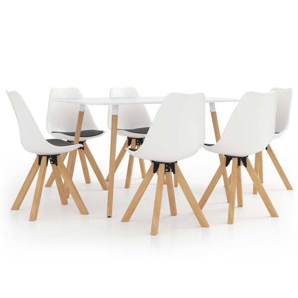 vidaXL Matgrupp 7 delar vit och svart