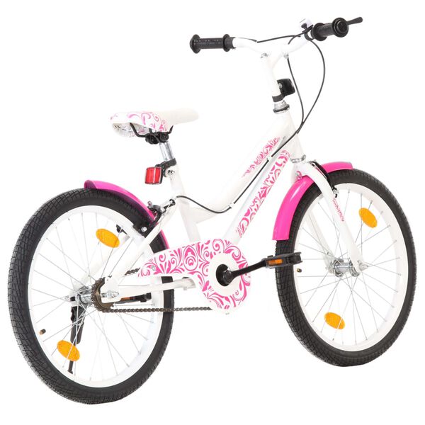vidaXL Barncykel 20 tum rosa och vit