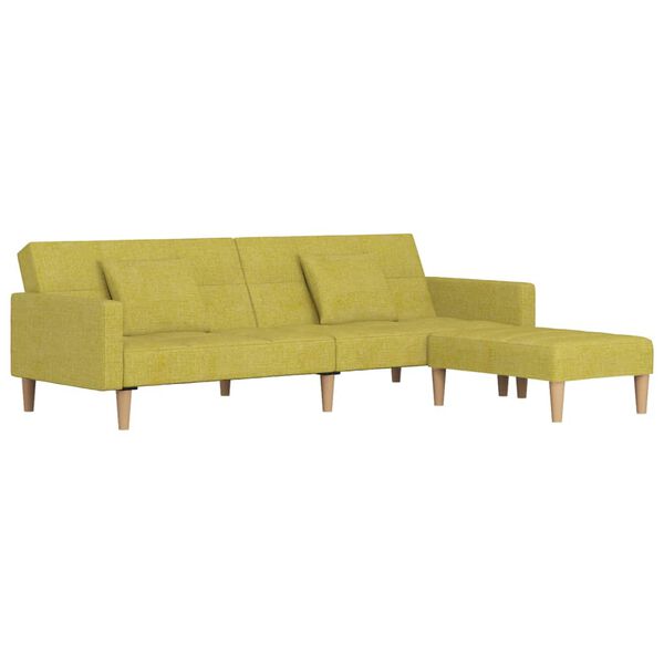 vidaXL Bäddsoffa 2-sits med två kuddar och fotpall mörkgrön tyg