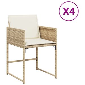 vidaXL Tr&auml;dg&aring;rdsstolar med dynor 4 st beige konstrotting