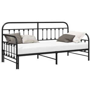 vidaXL Dagb&auml;ddram Svart 90 x 200 cm Pulverlackerat st&aring;l