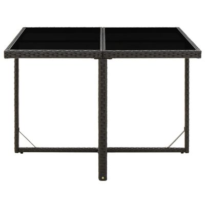 vidaXL Trädgårdsbord svart 109x107x74 cm konstrotting och glas