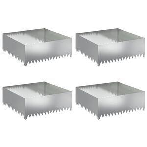 vidaXL Kant f&ouml;r gr&auml;smatta 4 st 100 x 100 x 35 cm St&aring;l Silver