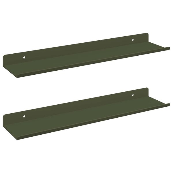 vidaXL Flytande hylla 2 pcs Olivgr&ouml;n 40 x 8,5 x 2,5 cm St&aring;l