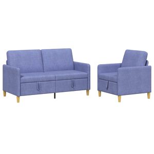 vidaXL Soffgrupp med f&ouml;rvaring 2 st Jeansbl&aring; Polyester