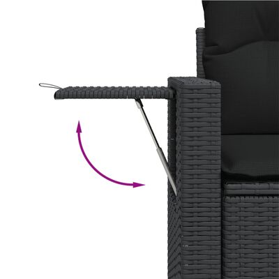 vidaXL Loungegrupp 10 delar med svarta dynor konstrotting