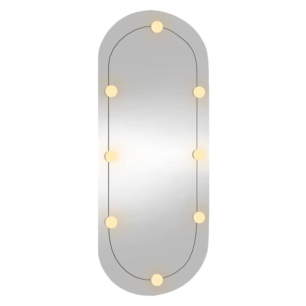 vidaXL V&auml;ggspegel med LED-belysning 45x100 cm glas oval