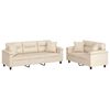 vidaXL Soffgrupp med kuddar 2 delar Beige mikrofibertyg