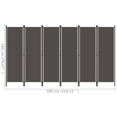 vidaXL Rumsavdelare 6 paneler antracit 300x180 cm