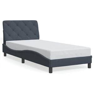 vidaXL S&auml;ngram utan madrass m&ouml;rkgr&aring; 90x200 cm sammet