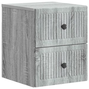 vidaXL V&auml;ggmonterat S&auml;ngbord med l&aring;da Gr&aring; sonoma-ek 33 x 34,5 x 40 cm