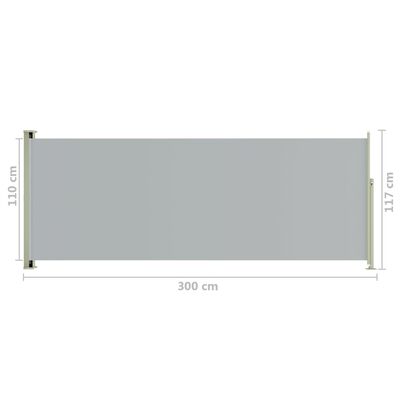 vidaXL Infällbar sidomarkis 117x300 cm grå