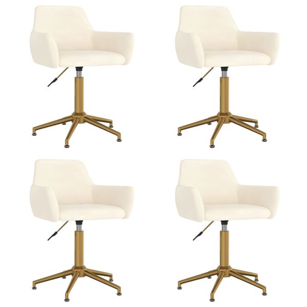 vidaXL Snurrbara matstolar 4 st gr&auml;ddvit sammet