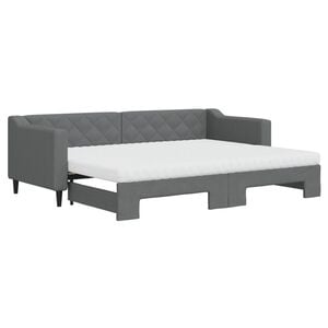 vidaXL Dagb&auml;dd med madrasser utdragbar m&ouml;rkgr&aring; 80x200 cm tyg