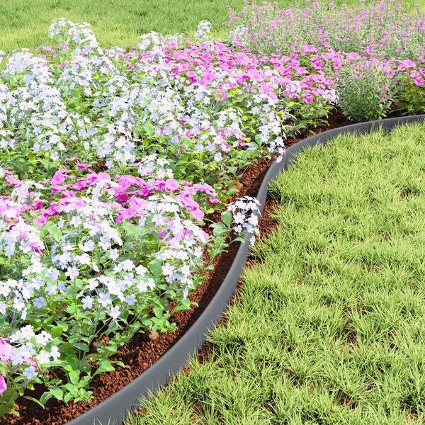 vidaXL Gr&auml;skanter Gr&aring; 2000 x 4 x 5 cm Plast