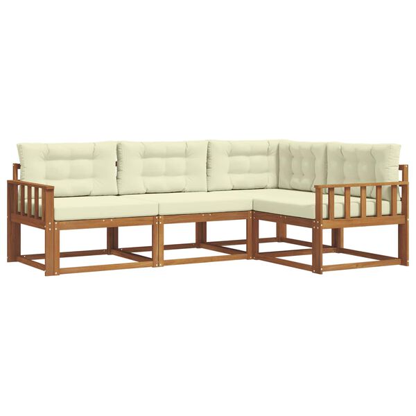 vidaXL Utomhussoffset med kudde 4 pcs Naturlig och Gr&auml;dde