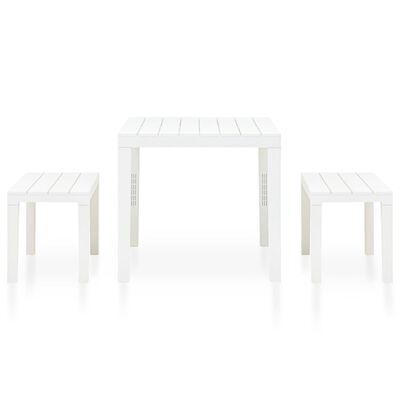 vidaXL Trädgårdsbord med 2 bänkar plast vit