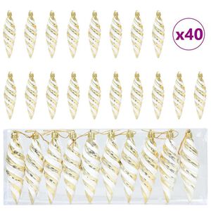 vidaXL Jul Spiralformad Kula 40 st Guld 3 x 11 cm Plast