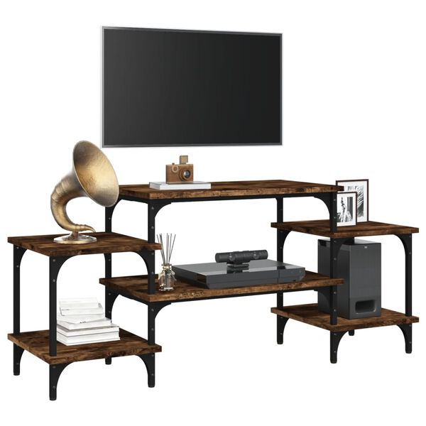 vidaXL Tv-bänk rökfärgad ek 117x35x52 cm konstruerat trä