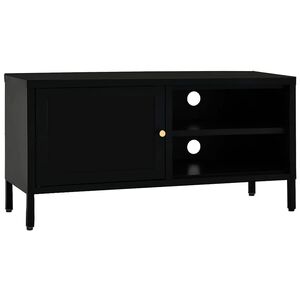 vidaXL TV-b&auml;nk svart 90x30x44 cm st&aring;l och glas