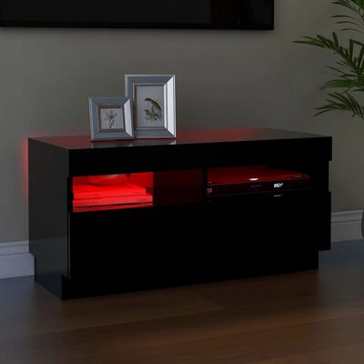 vidaXL TV-bänk med LED-belysning svart 80x35x40 cm