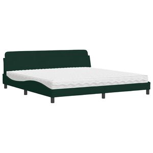 vidaXL Bed with Mattress "Dover" Dark Green 200x200 cm Velvet