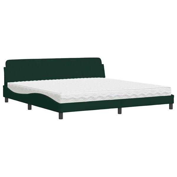 vidaXL Bed with Mattress "Dover" Dark Green 200x200 cm Velvet