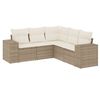 vidaXL Soffgrupp f&ouml;r tr&auml;dg&aring;rden med dynor 5 delar beige konstrotting
