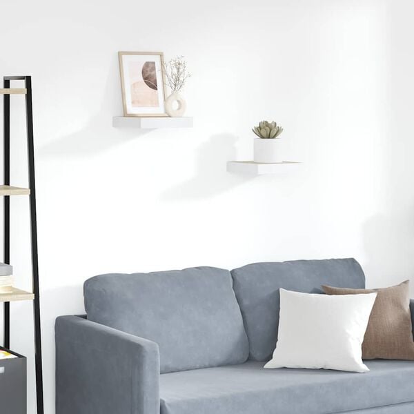 vidaXL Sv&auml;vande v&auml;gghyllor 2 st ek och vit 23x23,5x3,8 cm MDF
