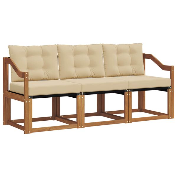 vidaXL Utomhussoffset med kudde 3 pcs Naturlig och Beige