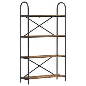 vidaXL Hyllsystem 4 niv&aring;er 80 x 30 x 146 cm Konstruerat tr&auml; R&ouml;kt ek