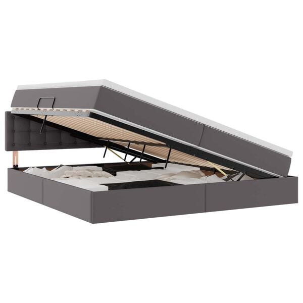 vidaXL F&ouml;rvaringss&auml;ng med LED med led Ljusgr&aring; 200 x 200 cm Konstl&auml;der