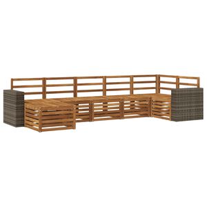 vidaXL Sektionsoffgrupp 7 pcs Naturlig Massivt Akaciatr&auml;