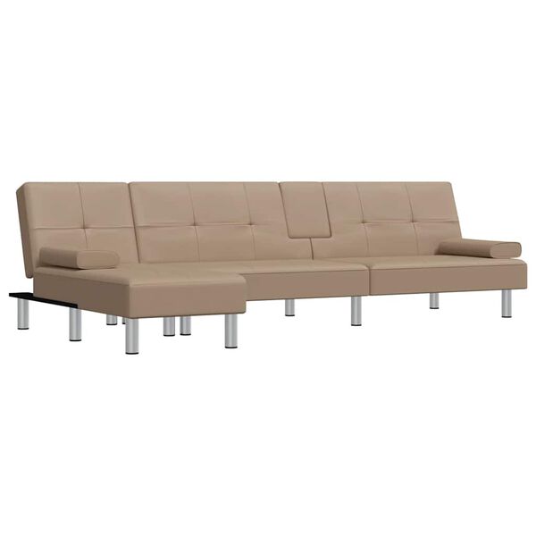 vidaXL L-formad bäddsoffa cappuccino 255x140x70 cm konstläder