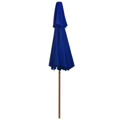 vidaXL Parasoll med två nivåer trästång blå 270 cm