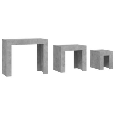 vidaXL Satsbord 3 st betonggrå spånskiva