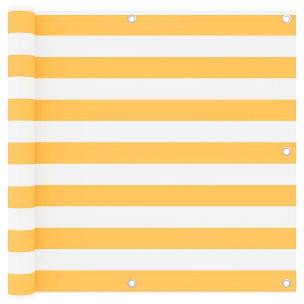 vidaXL Balkongsk&auml;rm vit och gul 90x400 cm oxfordtyg