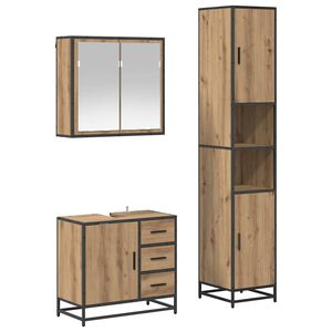 vidaXL Badrumsm&ouml;belset 3 st Artisan Ek 65 x 33 x 60 cm Konstruerat tr&auml;