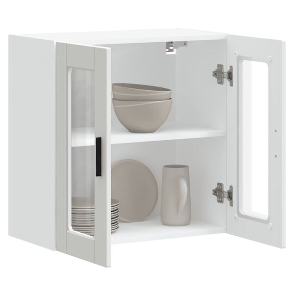 vidaXL Väggskåp för kök med glasdörr Porto vit
