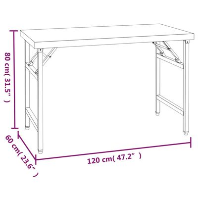 vidaXL Arbetsbord med överhylla 120x60x145 cm rostfritt stål