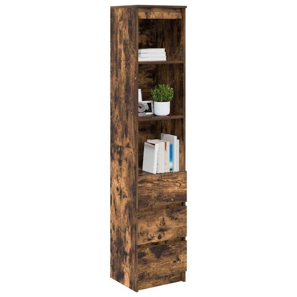 vidaXL Highboard rökt ek 37,5x35x180 cm konstruerat trä