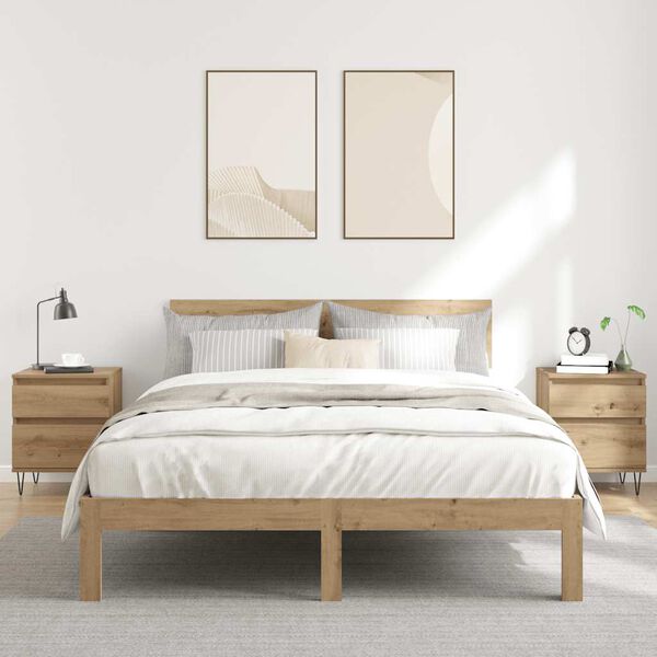 vidaXL S&auml;ngbord 2 st artisan ek 40x35x50 cm konstruerat tr&auml;