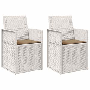 vidaXL Tr&auml;dg&aring;rdsmatstolar 2 pcs Vit och taupe PP