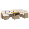 vidaXL Soffgrupp f&ouml;r tr&auml;dg&aring;rden med dynor 9 delar beige konstrotting
