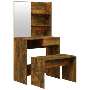 vidaXL Sminkbord set r&ouml;kf&auml;rgad ek 74,5x40x141 cm