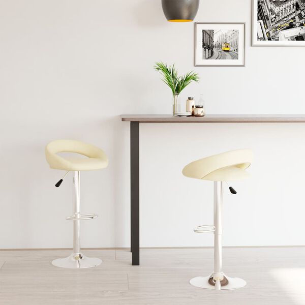 vidaXL Barstolar 2 st gr&auml;ddvit konstl&auml;der